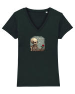 UNTIL DEATH SENDS US MEMES - schelet cu trandafir 2 Tricou mânecă scurtă guler V Damă Evoker