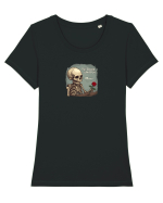 UNTIL DEATH SENDS US MEMES - schelet cu trandafir 2 Tricou mânecă scurtă guler larg fitted Damă Expresser