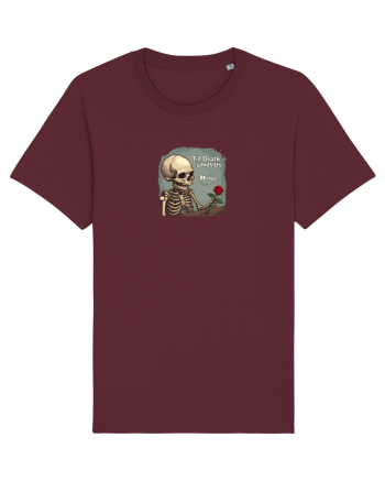 UNTIL DEATH SENDS US MEMES - schelet cu trandafir 2 Burgundy