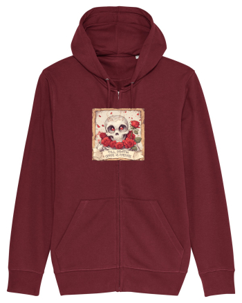 UNTIL DEATH SENDS US MEMES - schelet cu trandafiri 3 Burgundy