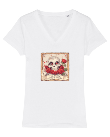 UNTIL DEATH SENDS US MEMES - schelet cu trandafiri 3 White