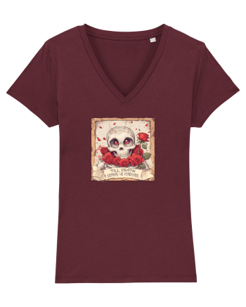 UNTIL DEATH SENDS US MEMES - schelet cu trandafiri 3 Burgundy