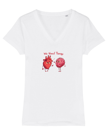 WE NEED THERAPY - AVEM NEVOIE DE TERAPIE - inima certata cu creierul White