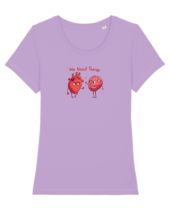 WE NEED THERAPY - AVEM NEVOIE DE TERAPIE - inima certata cu creierul Lavender Dawn