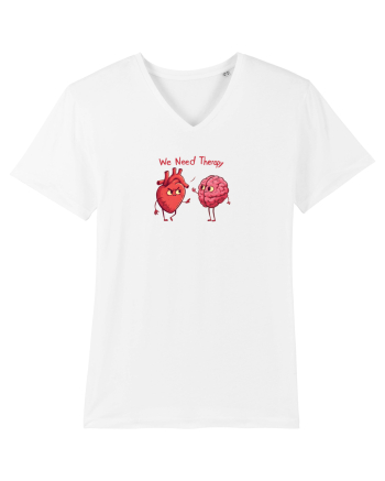 WE NEED THERAPY - AVEM NEVOIE DE TERAPIE - inima certata cu creierul White
