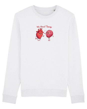 WE NEED THERAPY - AVEM NEVOIE DE TERAPIE - inima certata cu creierul White