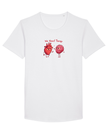 WE NEED THERAPY - AVEM NEVOIE DE TERAPIE - inima certata cu creierul White