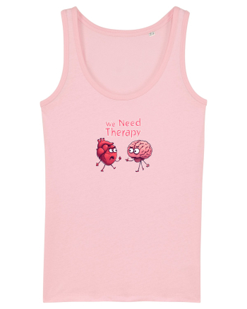 WE NEED THERAPY - AVEM NEVOIE DE TERAPIE - inima certata cu creierul 2 Cotton Pink