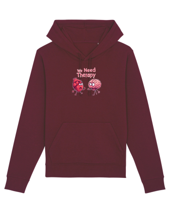 WE NEED THERAPY - AVEM NEVOIE DE TERAPIE - inima certata cu creierul 2 Burgundy