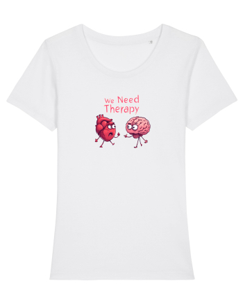 WE NEED THERAPY - AVEM NEVOIE DE TERAPIE - inima certata cu creierul 2 White