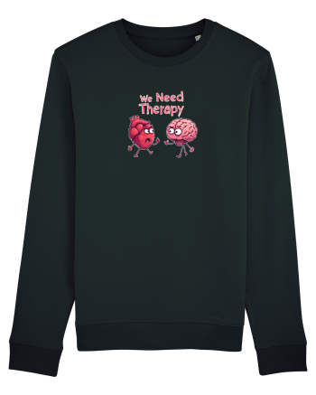 WE NEED THERAPY - AVEM NEVOIE DE TERAPIE - inima certata cu creierul 2 Black