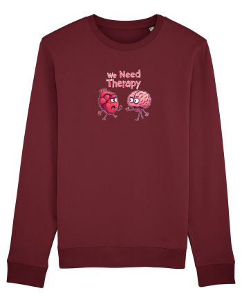 WE NEED THERAPY - AVEM NEVOIE DE TERAPIE - inima certata cu creierul 2 Burgundy