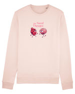WE NEED THERAPY - AVEM NEVOIE DE TERAPIE - inima certata cu creierul 2 Bluză mânecă lungă Unisex Rise