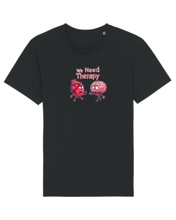 WE NEED THERAPY - AVEM NEVOIE DE TERAPIE - inima certata cu creierul 2 Black