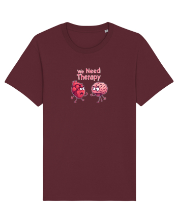 WE NEED THERAPY - AVEM NEVOIE DE TERAPIE - inima certata cu creierul 2 Burgundy