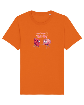 WE NEED THERAPY - AVEM NEVOIE DE TERAPIE - inima certata cu creierul 2 Bright Orange