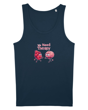 WE NEED THERAPY - AVEM NEVOIE DE TERAPIE - inima certata cu creierul 2 Navy