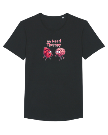 WE NEED THERAPY - AVEM NEVOIE DE TERAPIE - inima certata cu creierul 2 Black