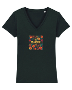1 MARTIE - PRIMAVARA - FLORI 2 Tricou mânecă scurtă guler V Damă Evoker