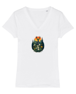 CERB CARPATIN - PRIMAVARA - MUNTI - BRAZI -SOARE Tricou mânecă scurtă guler V Damă Evoker
