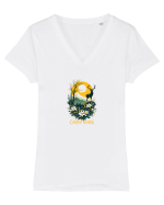 CERB - PRIMAVARA - MUNTI - CARPATHIANS -  BRAZI -SOARE  2 Tricou mânecă scurtă guler V Damă Evoker
