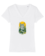 RAS / LYNX - PRIMAVARA - MUNTI - CARPATI -  BRAZI -SOARE  2 Tricou mânecă scurtă guler V Damă Evoker