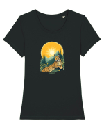 RAS / LYNX - PRIMAVARA - MUNTI - CARPATI -  BRAZI -SOARE  3 Tricou mânecă scurtă guler larg fitted Damă Expresser