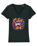 COLOR YOUR DAY - COLOREAZA-TI ZIUA - FLORI - PRIMAVARA 2 Tricou mânecă scurtă guler V Damă Evoker