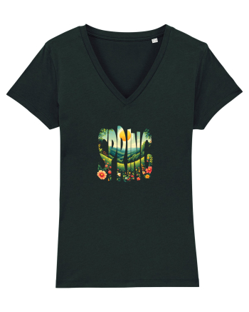 SPRING - PRIMAVARA FLORI PEISAJ MUNTE Black
