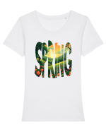 SPRING - PRIMAVARA FLORI PEISAJ MUNTE 2 Tricou mânecă scurtă guler larg fitted Damă Expresser