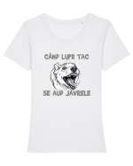 CAND LUPII TAC, SE AUD JAVRELE 1 Tricou mânecă scurtă guler larg fitted Damă Expresser