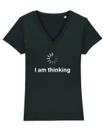Ma gandesc... Tricou mânecă scurtă guler V Damă Evoker