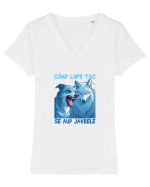 CAND LUPII TAC, SE AUD JAVRELE 6 Tricou mânecă scurtă guler V Damă Evoker