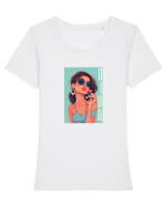 DIVA  Tricou mânecă scurtă guler larg fitted Damă Expresser