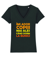 IMI ADOR COPIII, MAI ALES CAND DORM LA BUNICI Tricou mânecă scurtă guler V Damă Evoker