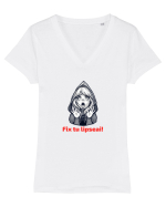 FIX TU LIPSEAI  - SCUFITA ROSIE Tricou mânecă scurtă guler V Damă Evoker
