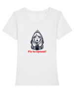 FIX TU LIPSEAI  - SCUFITA ROSIE Tricou mânecă scurtă guler larg fitted Damă Expresser