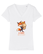 A FURAT, DAR A SI FACUT -  gaina furata - Mentalitate romaneasca. Romani Tricou mânecă scurtă guler V Damă Evoker