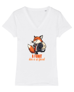 A FURAT, DAR A SI FACUT - sac cu bani - Mentalitate romaneasca. Romani Tricou mânecă scurtă guler V Damă Evoker