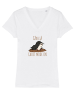 CARTITA -  GHOST MODE ON 2 Tricou mânecă scurtă guler V Damă Evoker