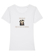 DRAGALASA, DAR CU SUFLET DE BURSUC / VIEZURE - PUSA PE HARȚA Tricou mânecă scurtă guler larg fitted Damă Expresser