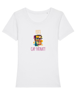 ESTI CAP PATRAT? Tricou mânecă scurtă guler larg fitted Damă Expresser
