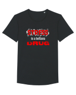 STRESS is hellava drug Tricou mânecă scurtă guler larg Bărbat Skater