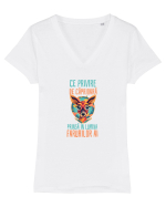 CE PRIVIRE DE CAPRIOARA PRINSA IN LUMINA FARURILOR AI! 3 Tricou mânecă scurtă guler V Damă Evoker