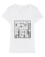CRESCUT PE ASFALT  4 Tricou mânecă scurtă guler V Damă Evoker