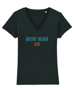 BATERIE SOCIALA ZERO - ANTISOCIAL Tricou mânecă scurtă guler V Damă Evoker