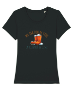 MI-ERA DOR DE TINE... CA DE ZAPADA IN CIZME Tricou mânecă scurtă guler larg fitted Damă Expresser