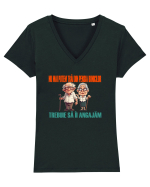 NU MAI PUTEM TRAI DIN PENSIA BUNICILOR... TREBUIE SA II ANGAJAM Tricou mânecă scurtă guler V Damă Evoker