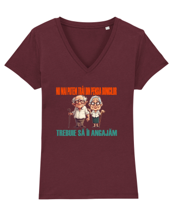 NU MAI PUTEM TRAI DIN PENSIA BUNICILOR... TREBUIE SA II ANGAJAM Burgundy