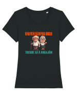 NU MAI PUTEM TRAI DIN PENSIA BUNICILOR... TREBUIE SA II ANGAJAM Tricou mânecă scurtă guler larg fitted Damă Expresser